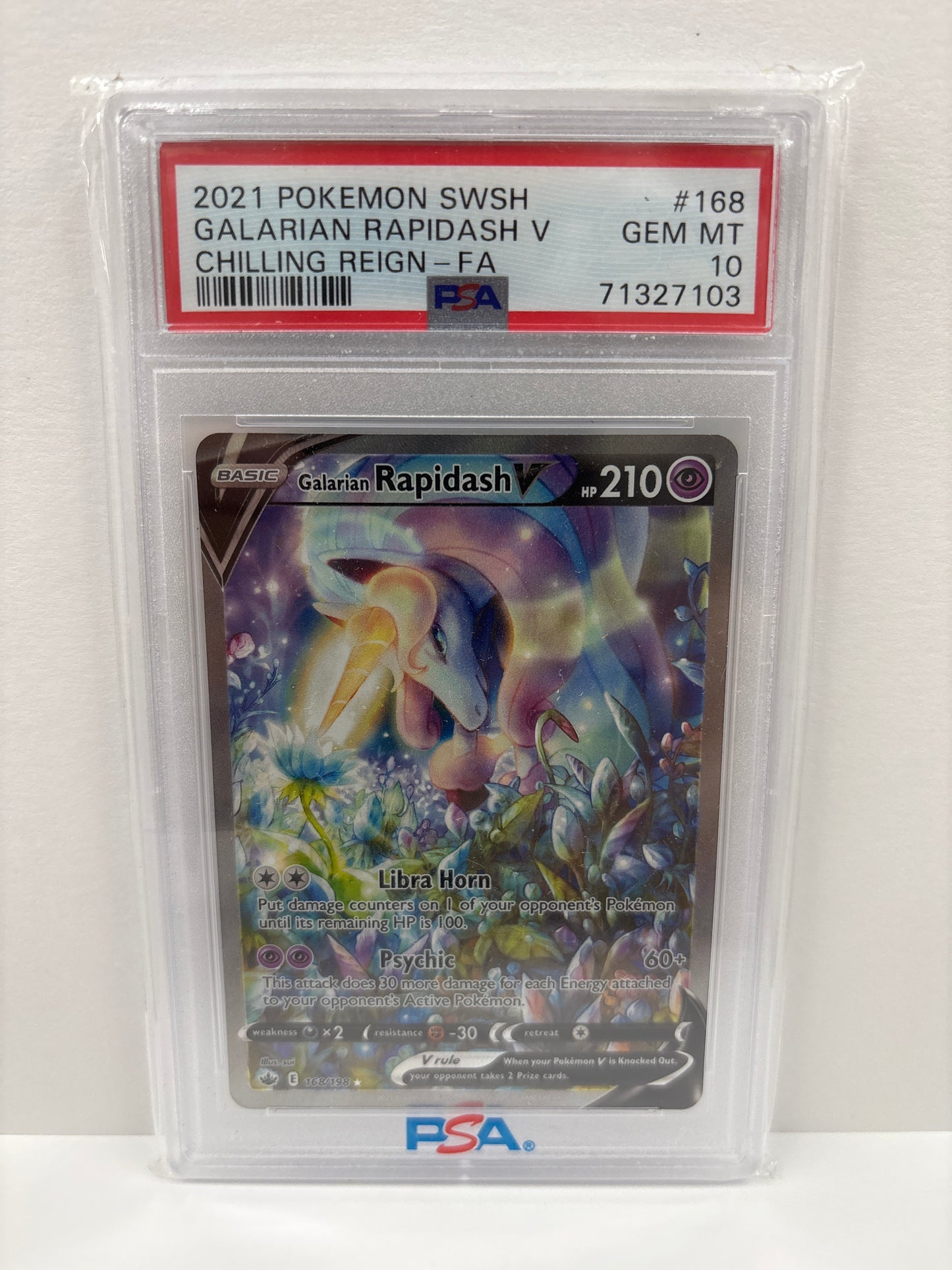 Pokemon Galarian Rapidash V 168/198 PSA 10