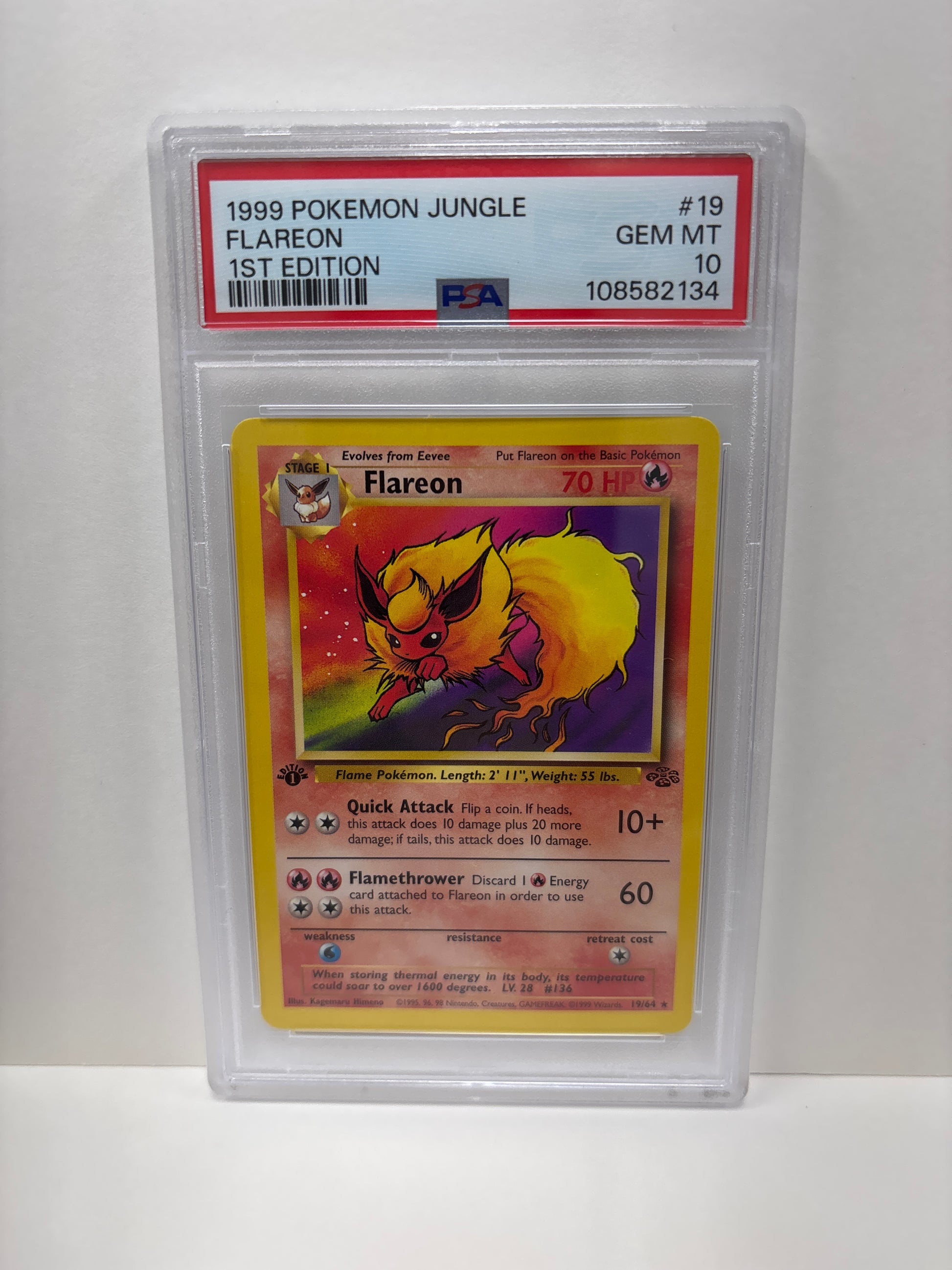 Pokemon Flareon 19/64 1st Edition (1999) PSA 10 Zapp! Comics Pokemon Flareon 19/64 1st Edition (1999) PSA 10 Zapp! Comics