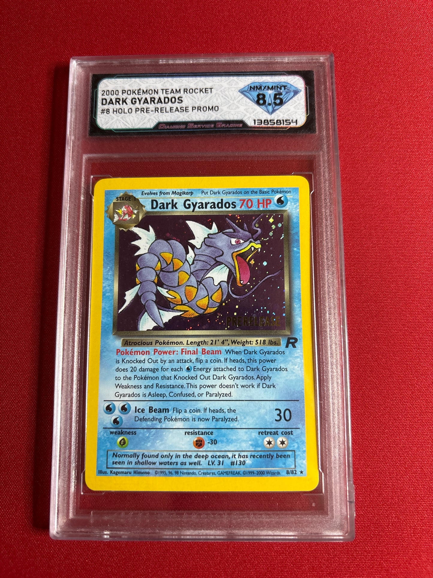 Pokemon Dark Gyarados 8/82 Pre-Release (2000) DSG 8.5