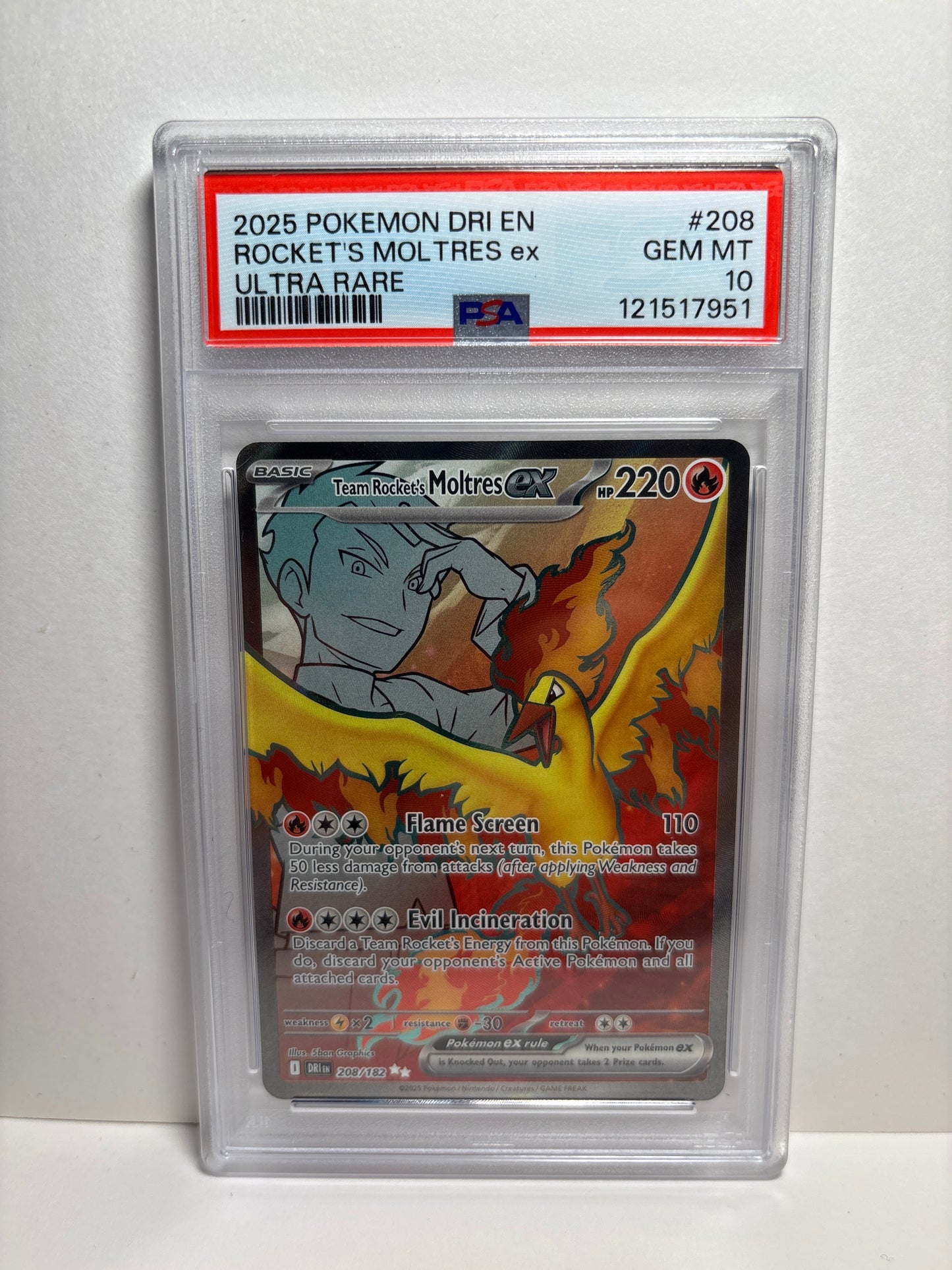 Pokemon Team Rocket’s Moltres ex 208/182 PSA 10