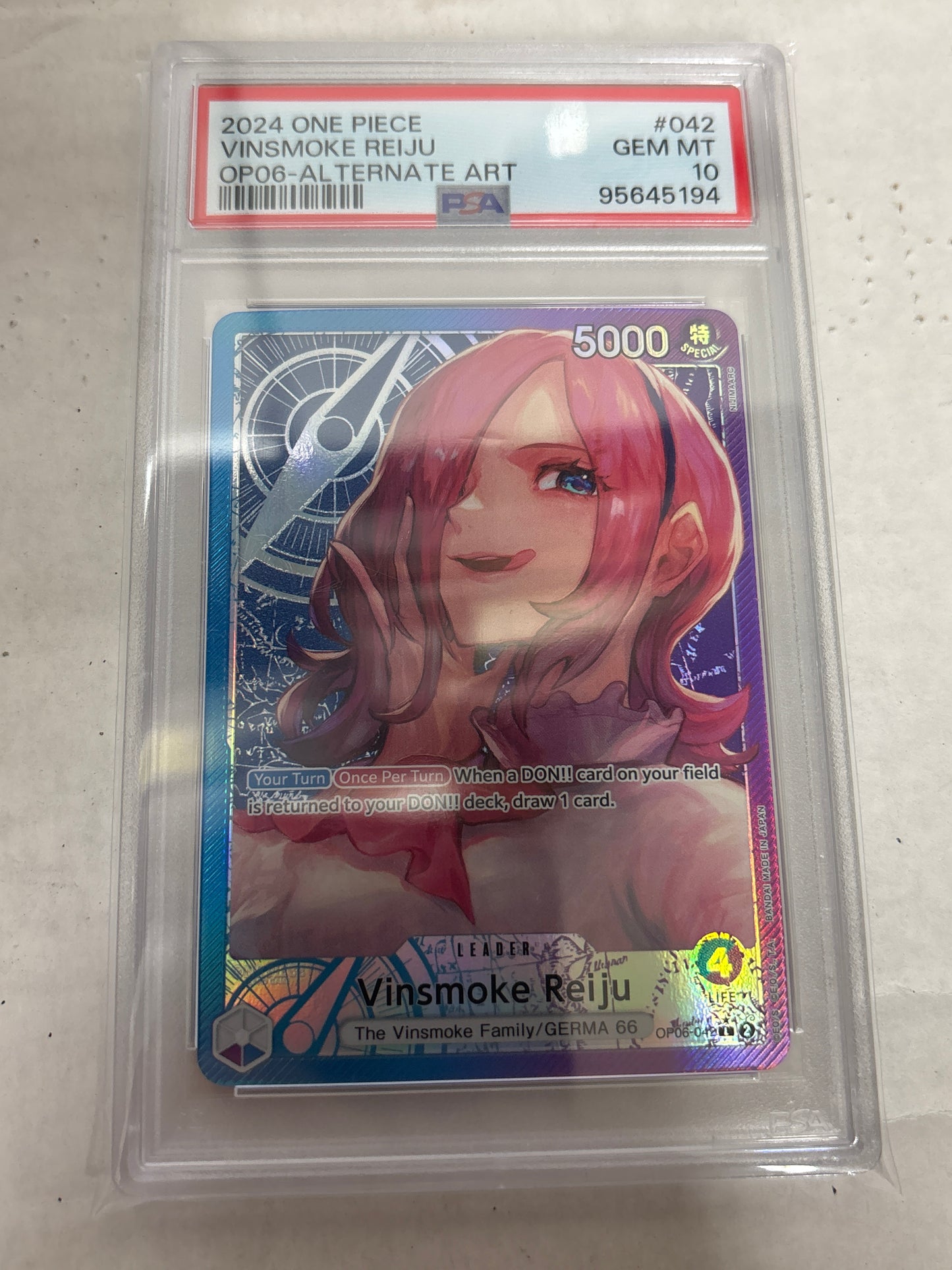 One Piece Card Game Vinsmoke Reiju OP06-042 PSA 10