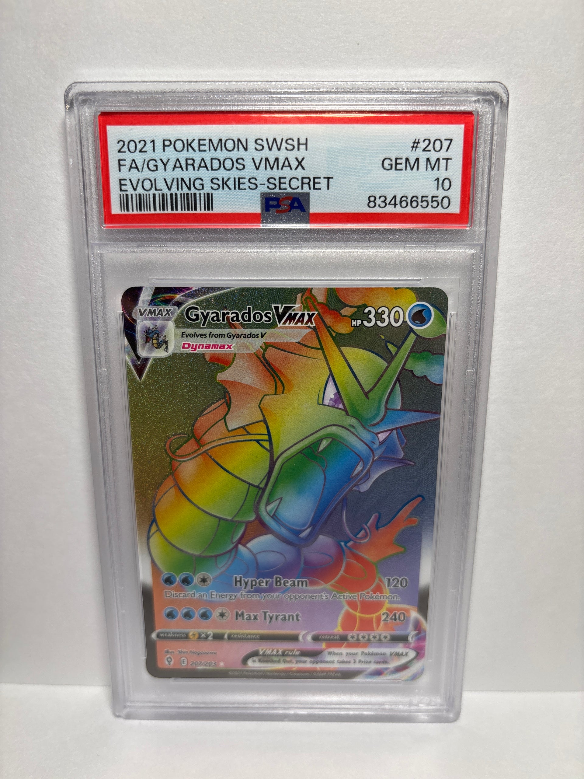 gyarados vmax pokemon card 207/203 PSA 10 Pack:Depths of Power 063/086 clear acrylic holder that MTG Magic the Gathering