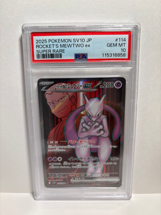 Pokemon Japanese Rocket’s Mewtwo ex 114/098 PSA 10