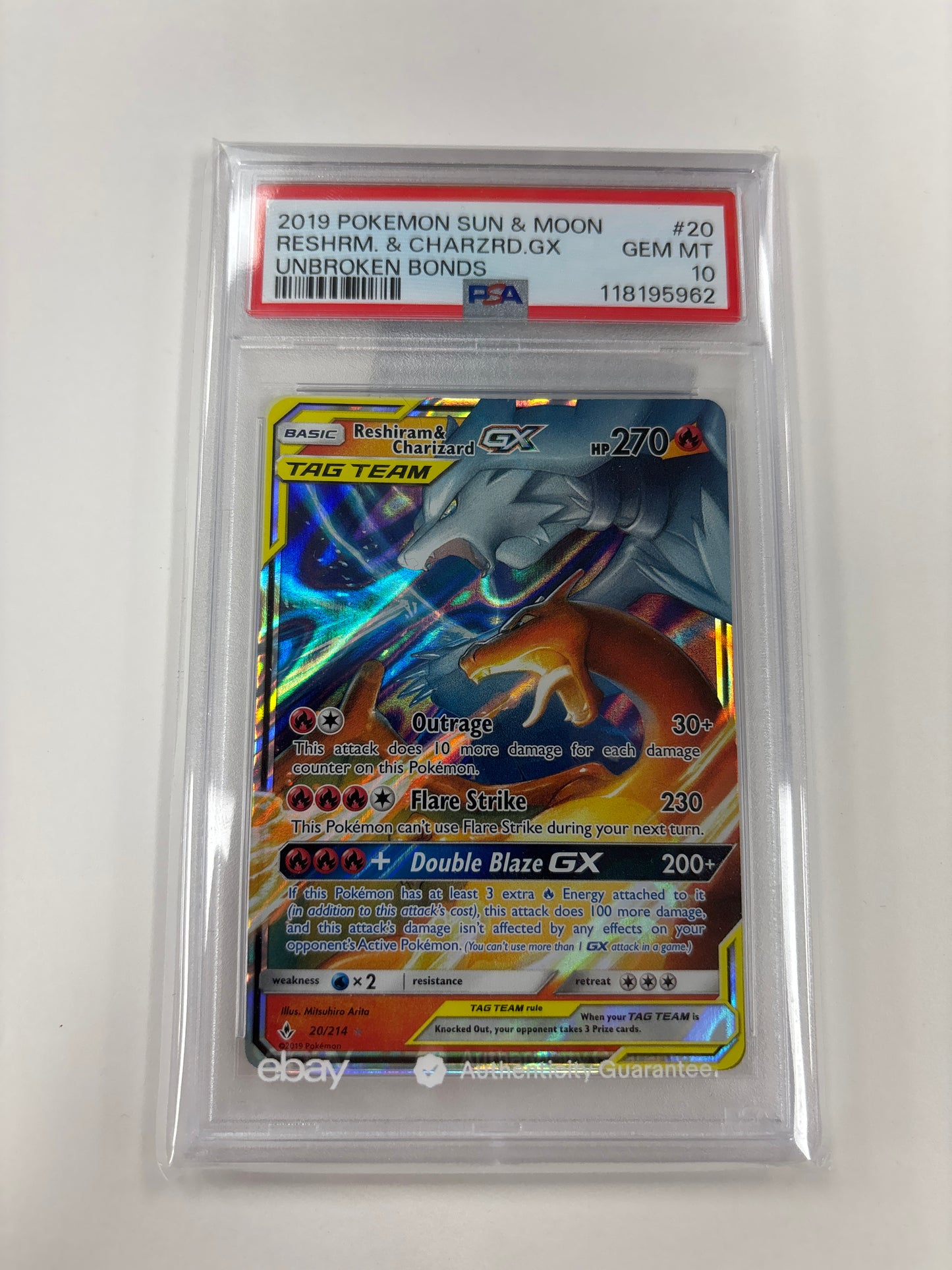 Pokemon Reshiram & Charizard GX 20/214 PSA 10