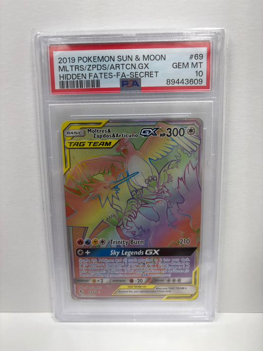 Pokemon Moltres & Zapdos & Articuno GX 69/68 PSA 10