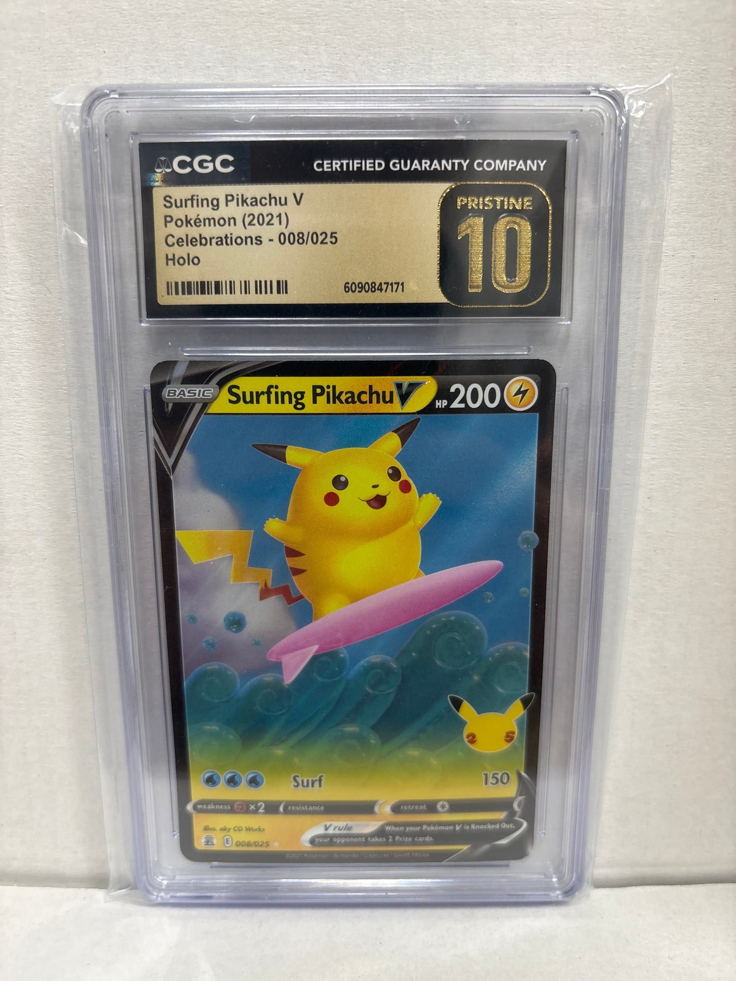 Pokemon Surfing Pikachu V 008/025 CGC Pristine 10