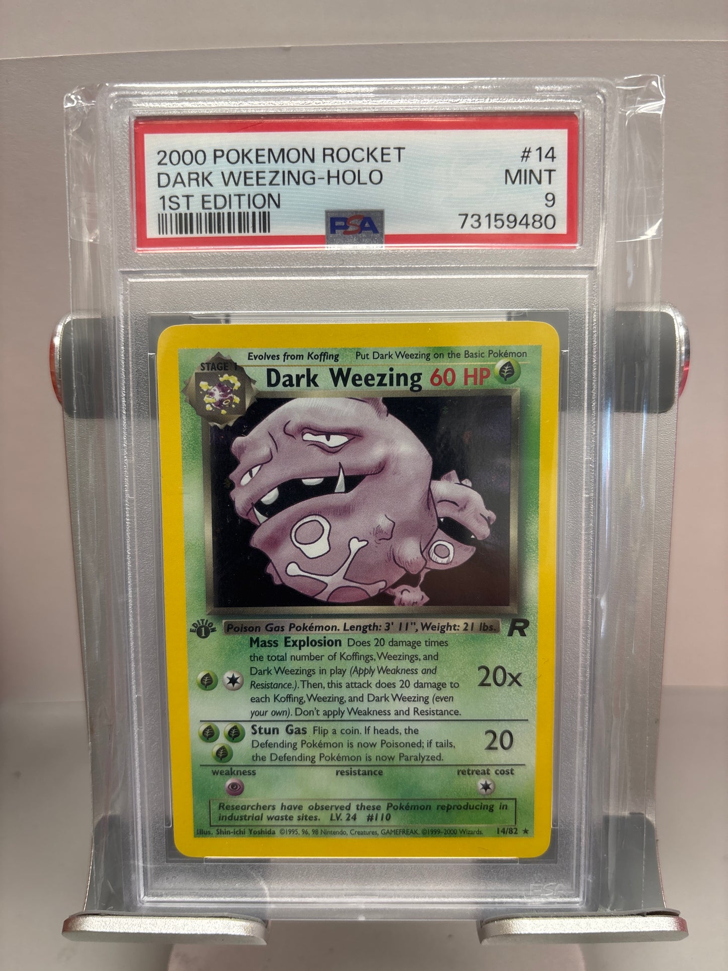 Pokemon Dark Weezing 14/82 1st Edition PSA 9