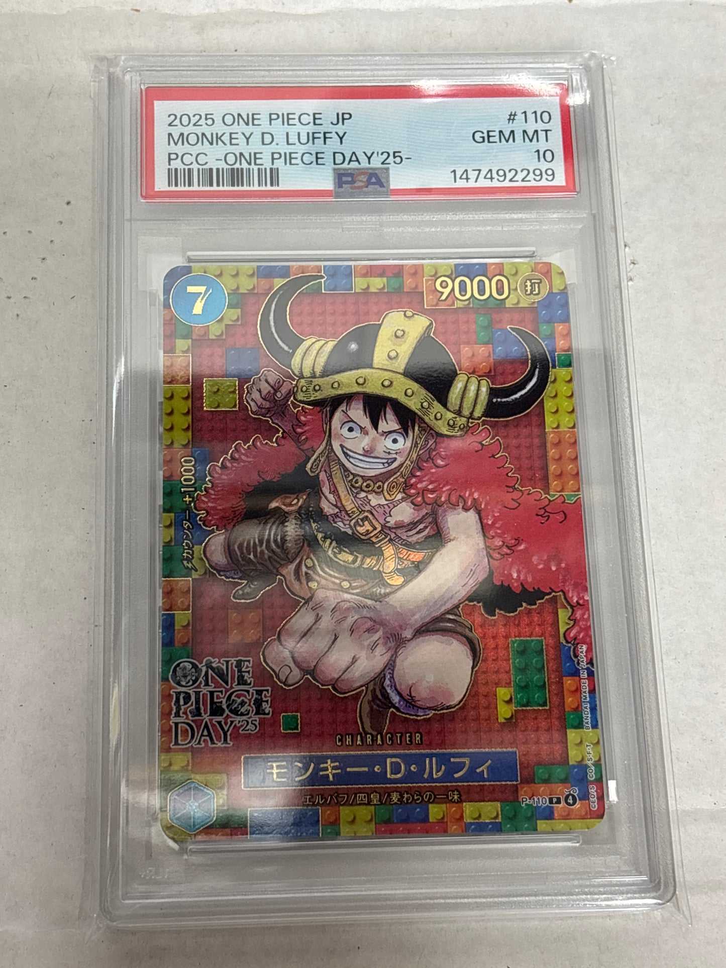 One Piece Card Game Japanese Monkey D. Luffy P-110 PSA 10