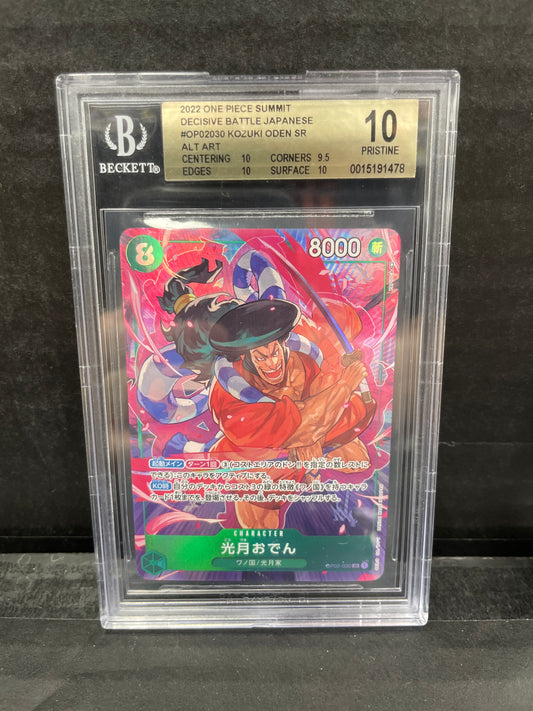 One Piece TCG Oden AA JP OP02-030 Beckett 10