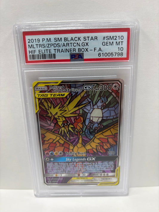 Pokemon Moltres & Zapdos & Articuno GX SM210 PSA 10