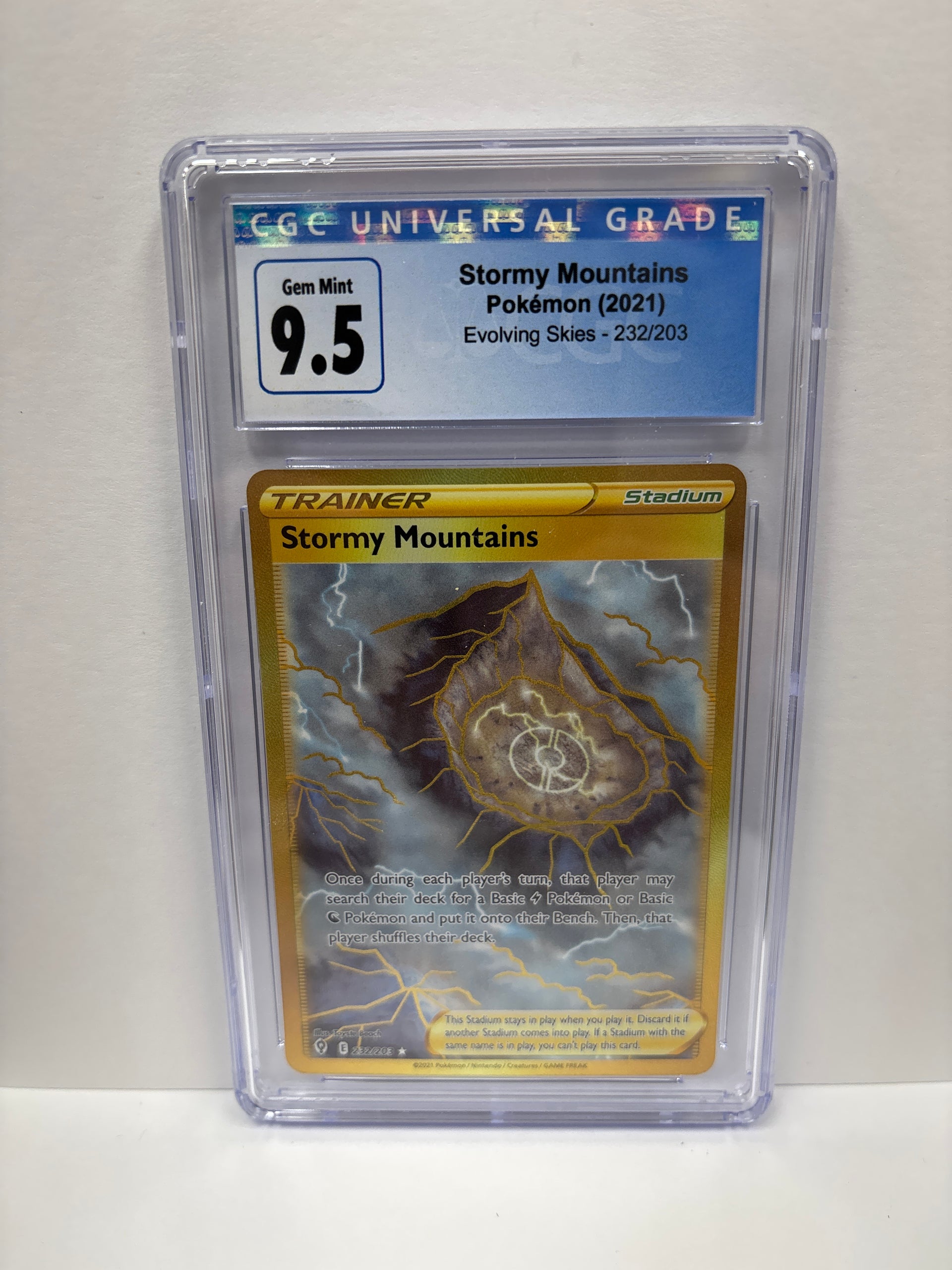 Pokemon Stormy Mountains 232/203 CGC 9.5 (Old Label) Zapp! Comics Pokemon Stormy Mountains 232/203 CGC 9.5 (Old Label) Zapp! Comics