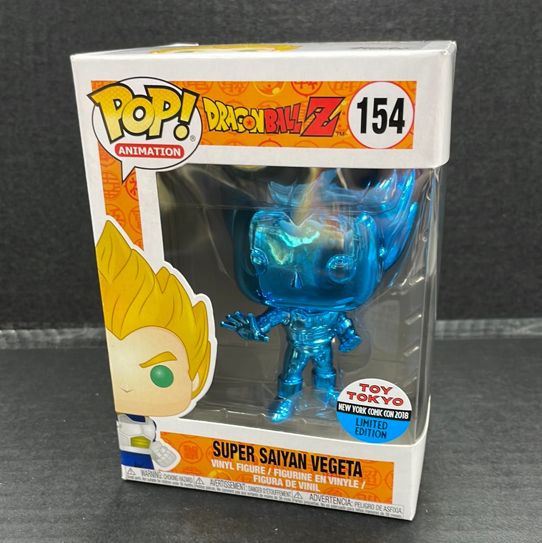 Funko Pop! Dragon Ball Z Super Saiyan Vegeta 154 Toy Tokyo 2018 Blue Chrome (Grade A-)