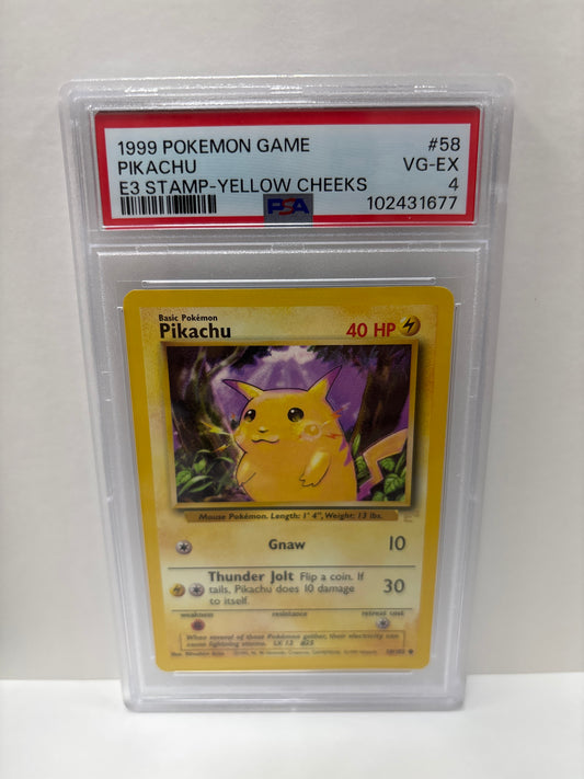 Pokemon Pikachu 58/102 E3 Stamp Yellow Cheeks PSA 4