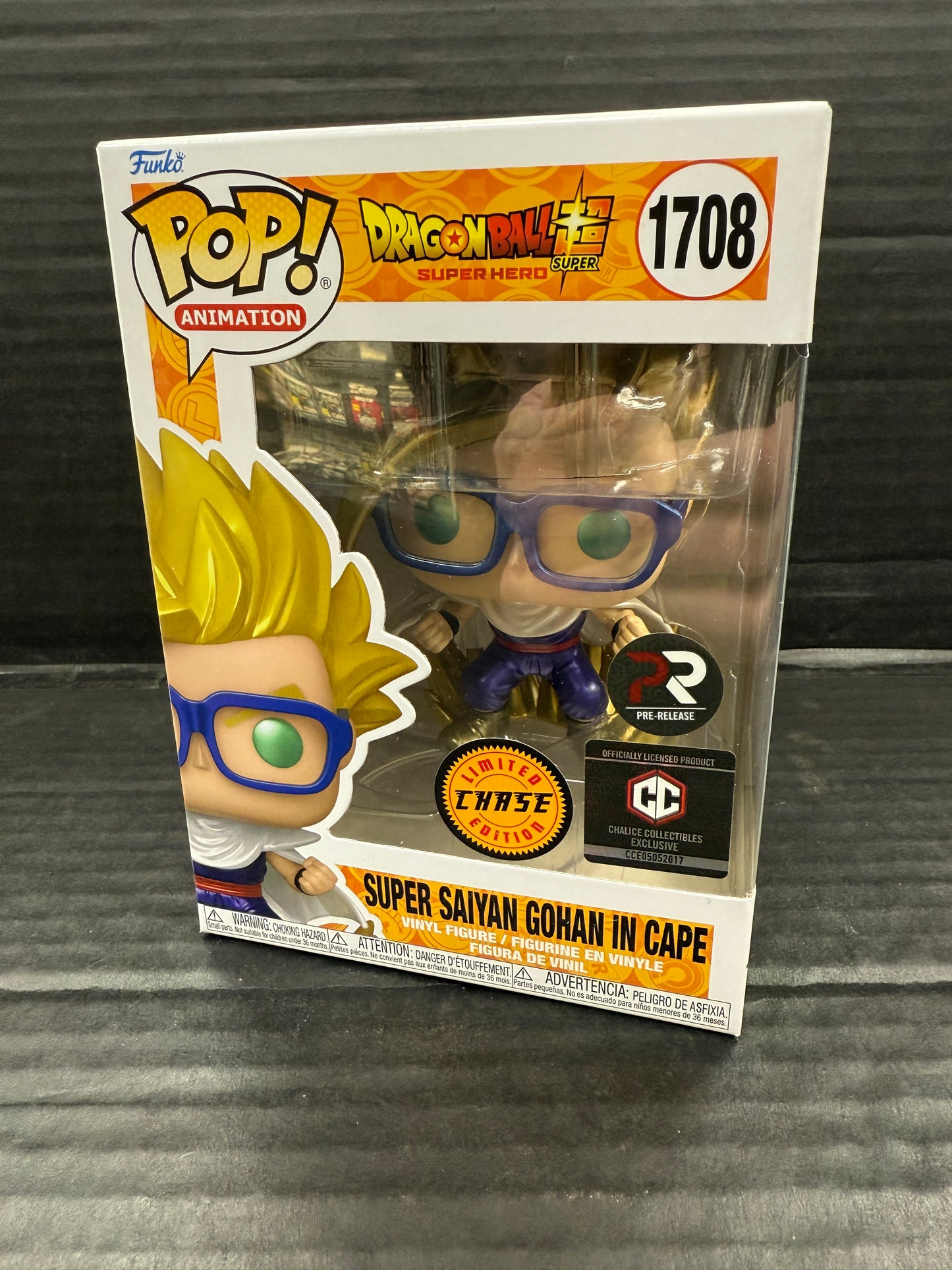 Funko Pop! Dragon Ball Super Super Saiyan Gohan in Cape 1708 Prerelease Chase Chalice Collectibles (Grade A)