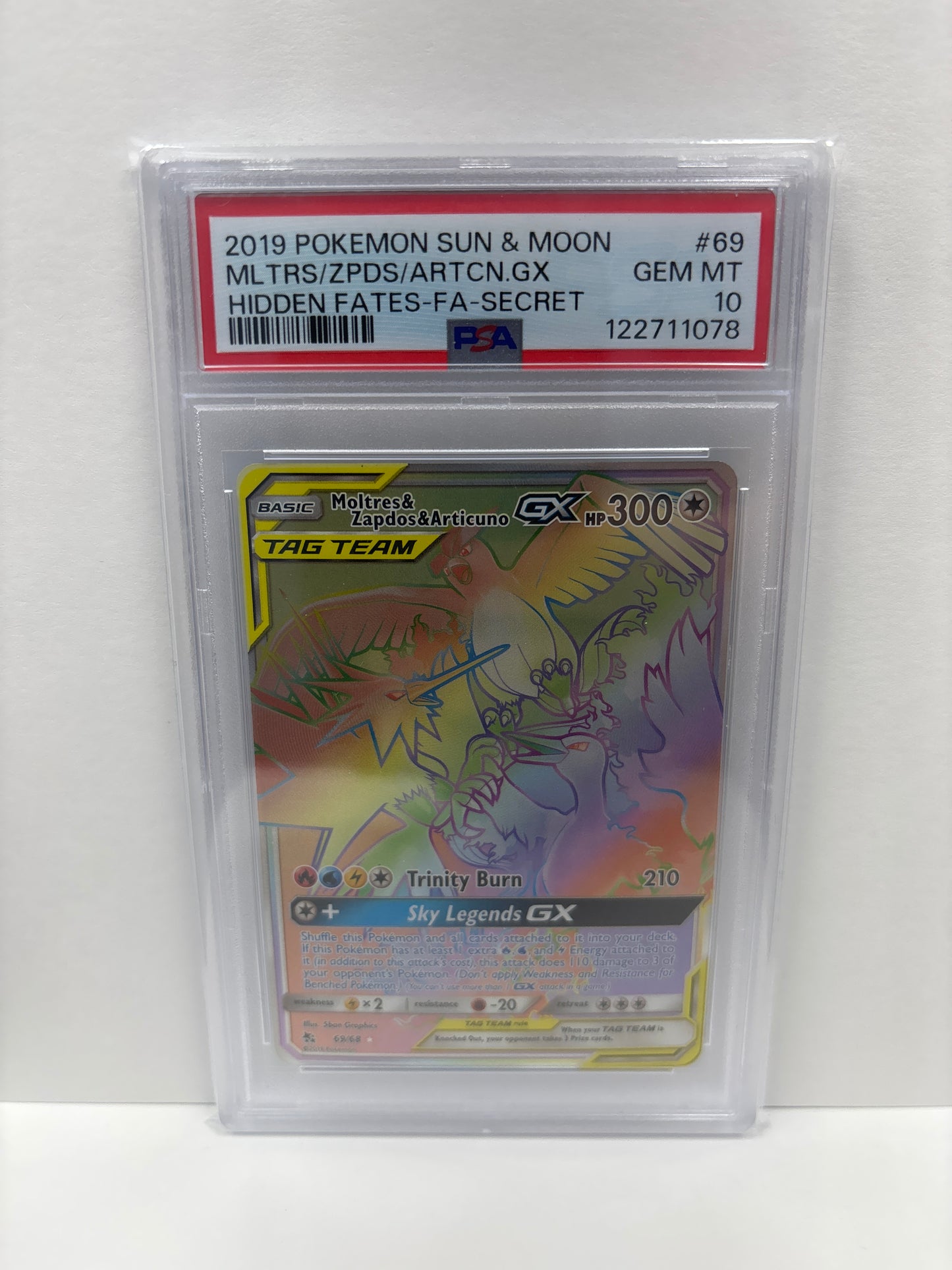 Pokemon Moltres & Zapdos & Articuno GX 69/68 PSA 10