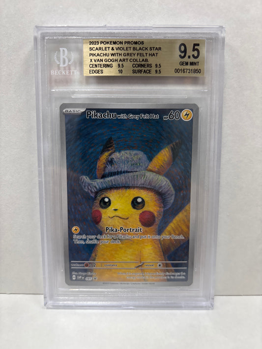 Pokemon Pikachu with Grey Felt Hat Beckett 9.5