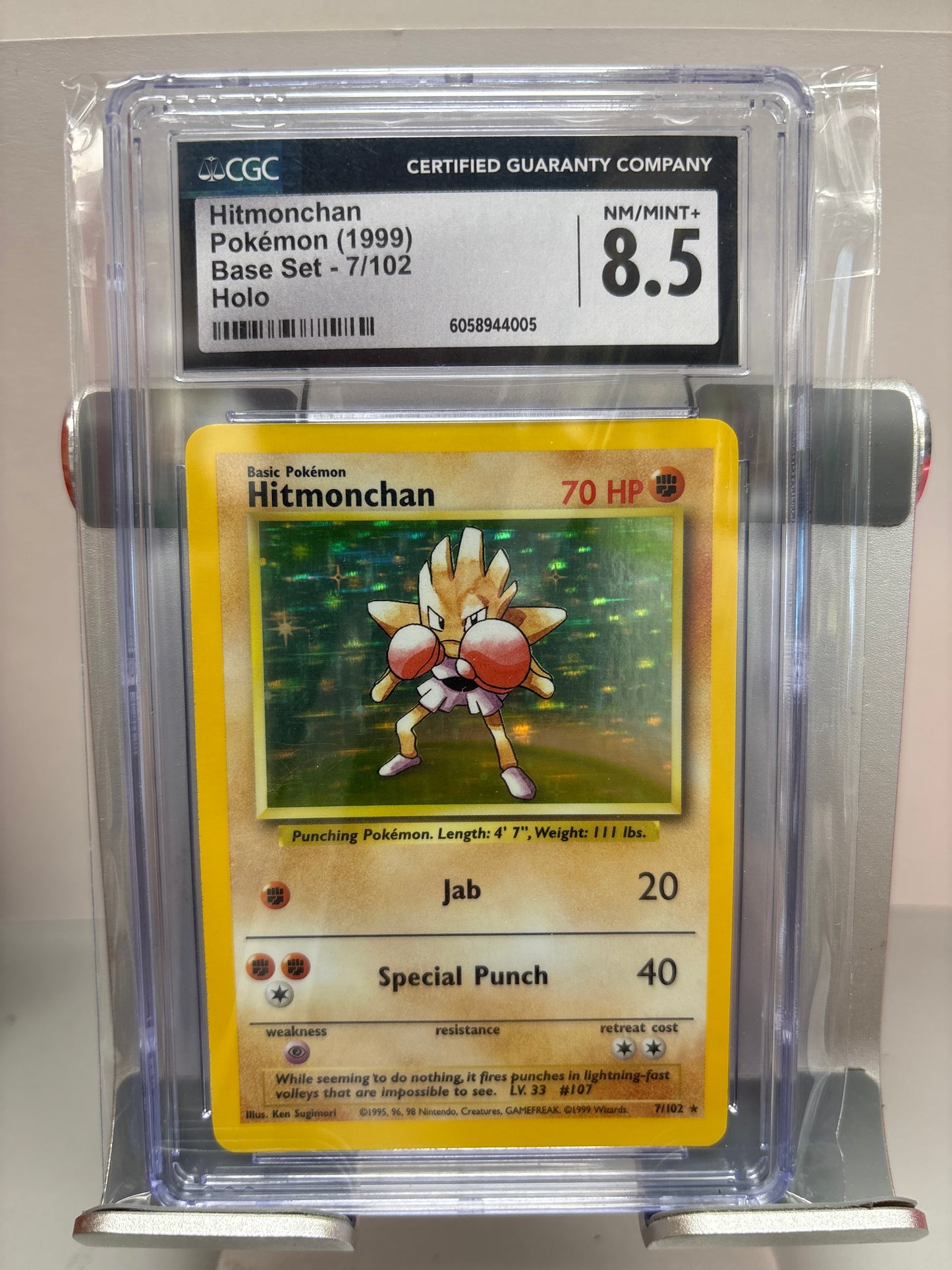 Pokemon Hitmonchan 7/102 (1999) CGC 8.5