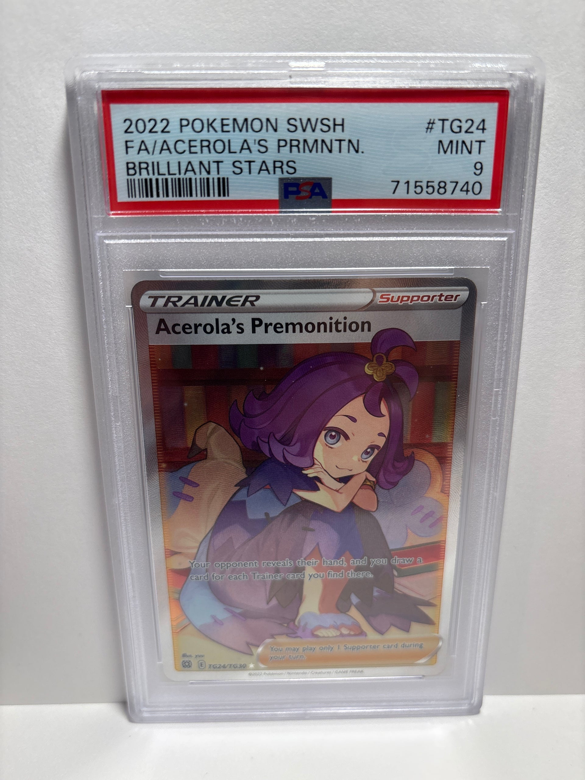 acerola premonition pokemon card 2022 Pokemon Sword & Shield Brilliant Stars Trainer Gall. TG24 Acerola's Premonition - BGS 9.5