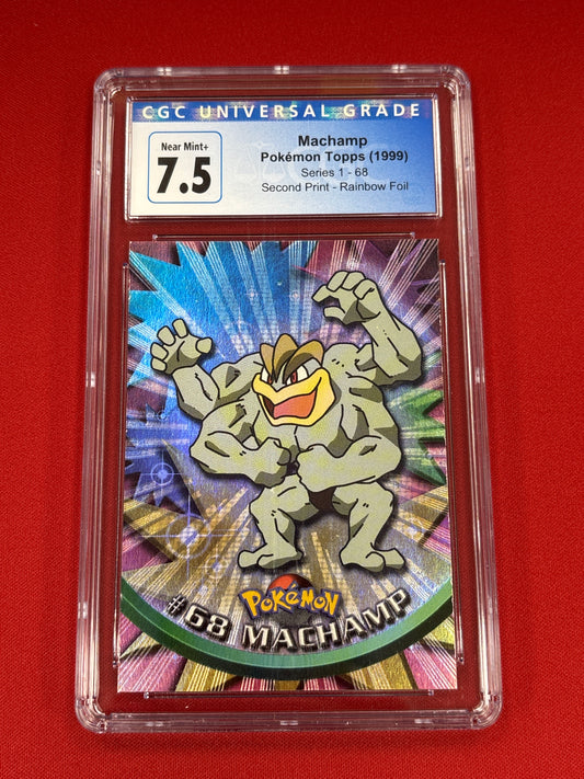 Pokemon Topps Series 1 Machamp #68 2nd Print Rainbow FOIL (1999) CGC 7.5