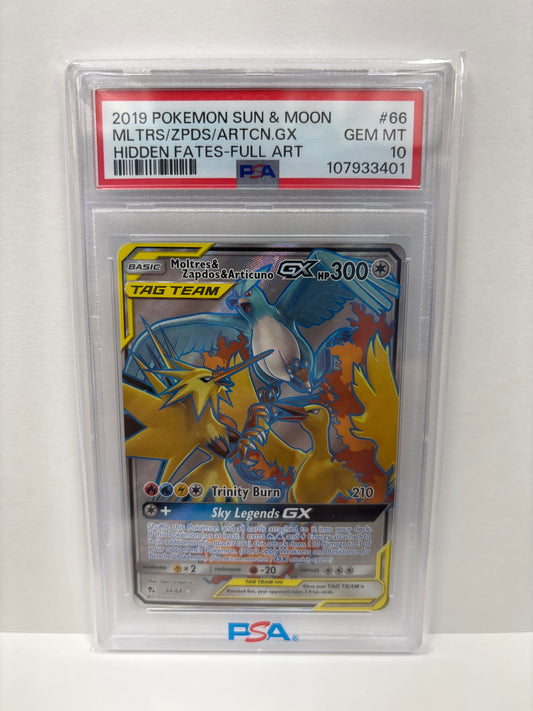 Pokemon Moltres & Zapdos & Articuno GX 66/68 PSA 10
