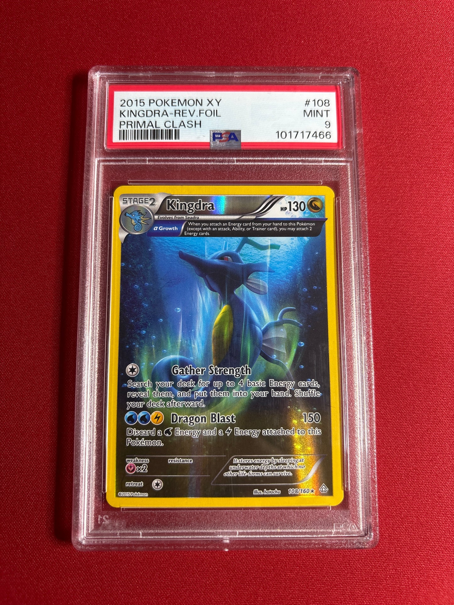 Pokemon Kingdra 108/160 Reverse FOIL PSA 9