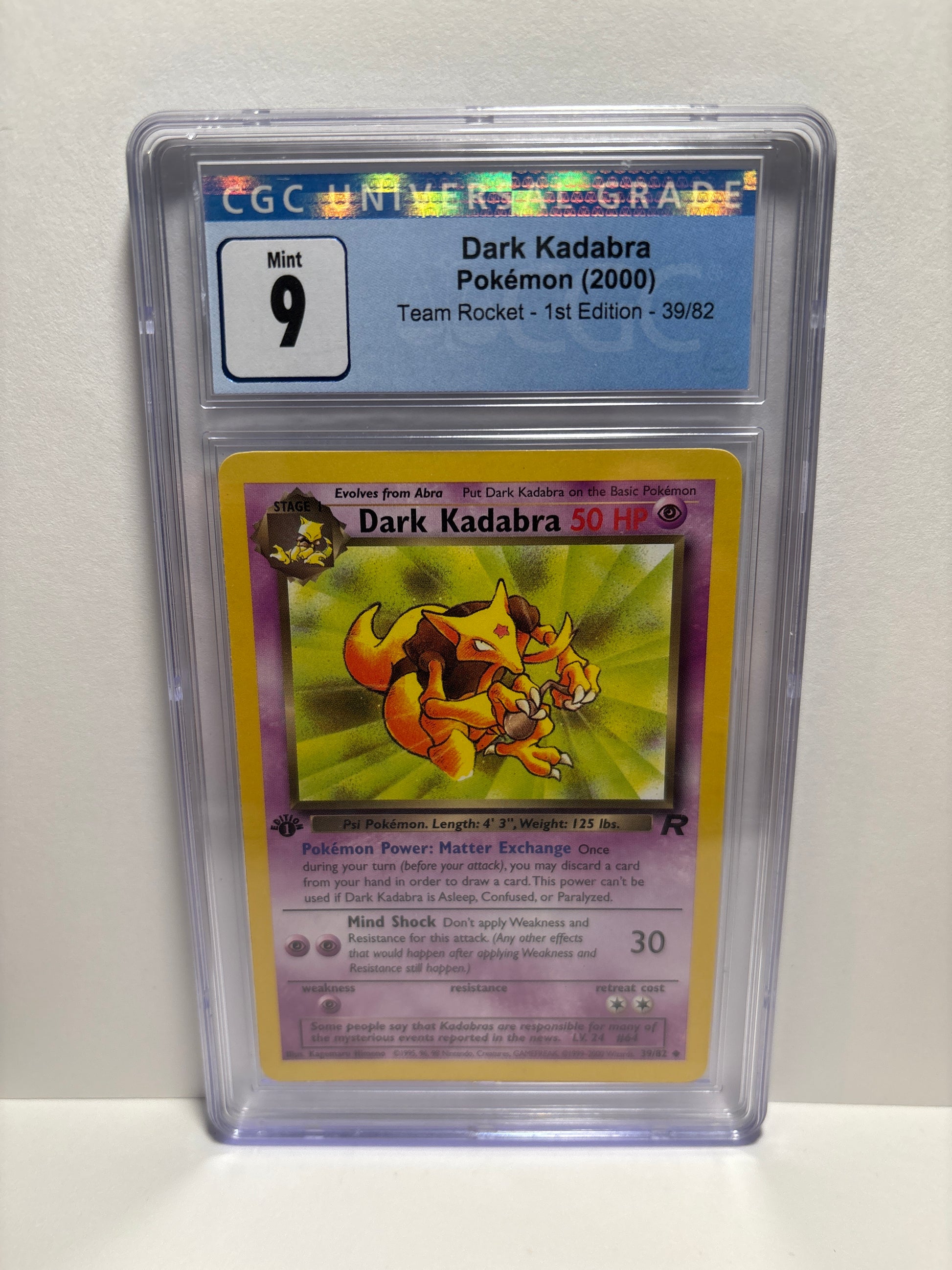 Pokemon Dark Kadabra 39/82 1st Edition CGC 9 Zapp! Comics Pokemon Dark Kadabra 39/82 1st Edition CGC 9 Zapp! Comics