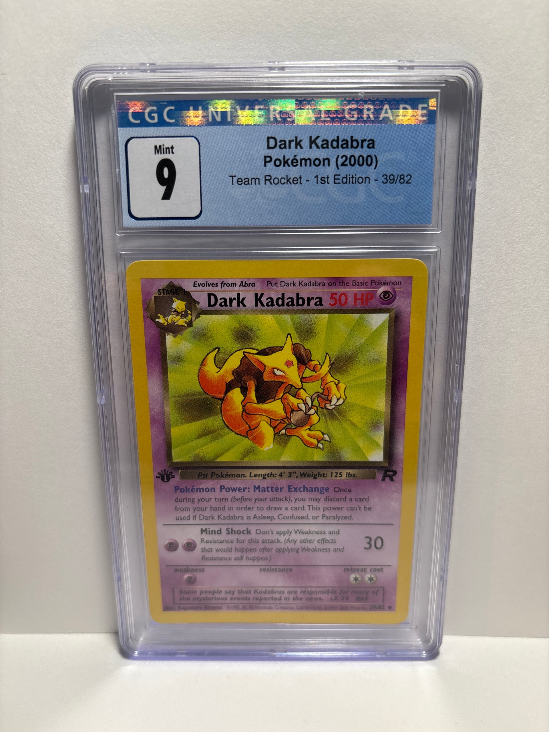 1995 kadabra pokemon card Pokemon Dark Kadabra 39/82 1st Edition CGC 9 – Zapp! Comics