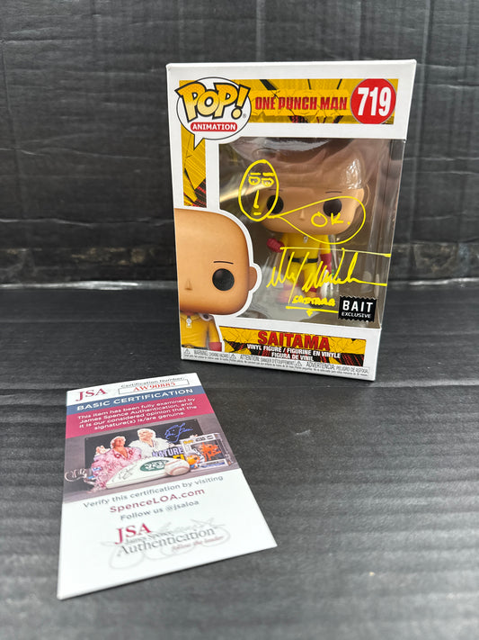 Funko Pop! One Punch Man Saitama 719 Bait Exclusive Signed by Max Mittelman (Grade A)