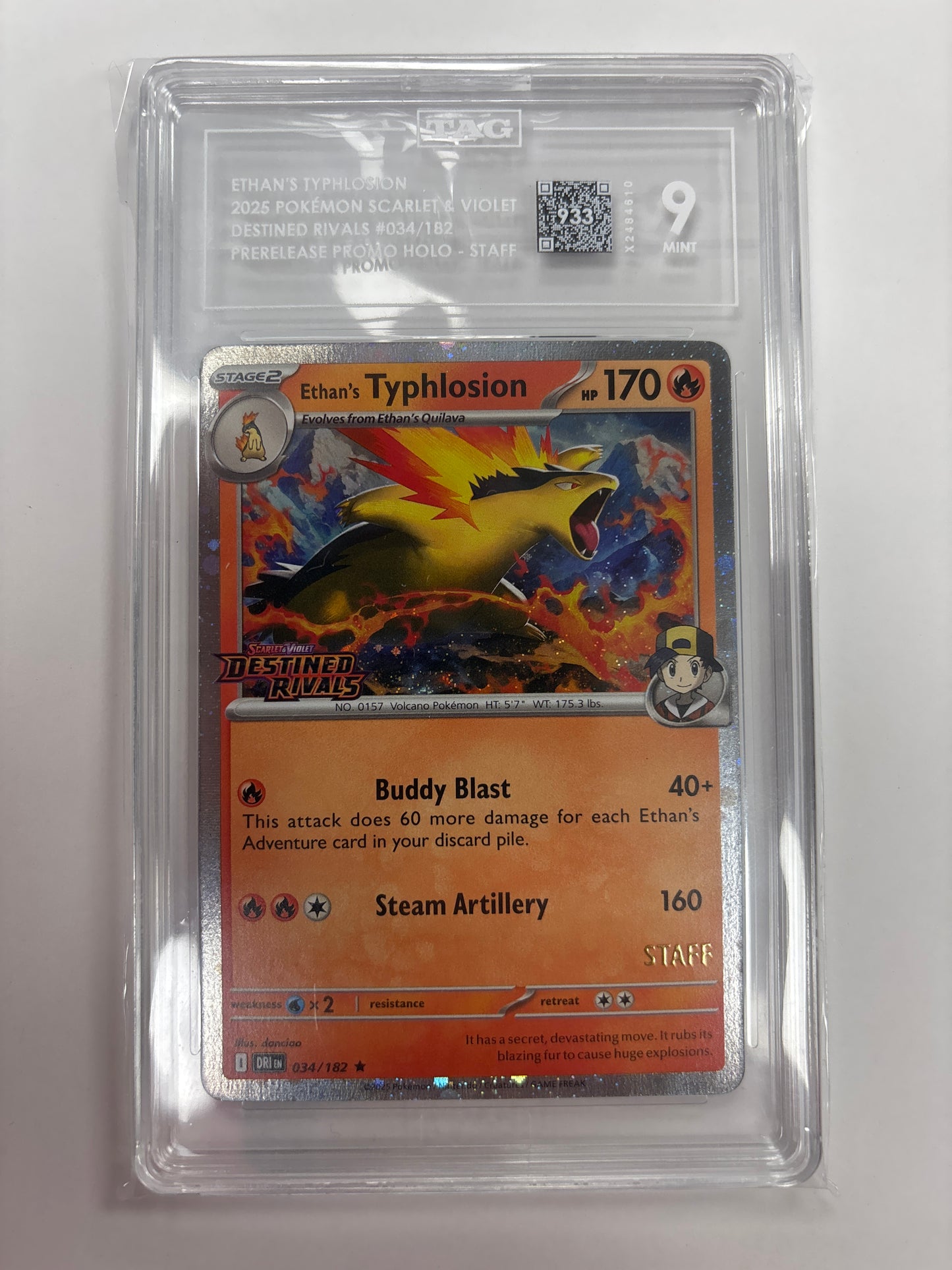 Pokemon Ethan’s Typhlosion 034/182 STAFF PROMO TAG 9