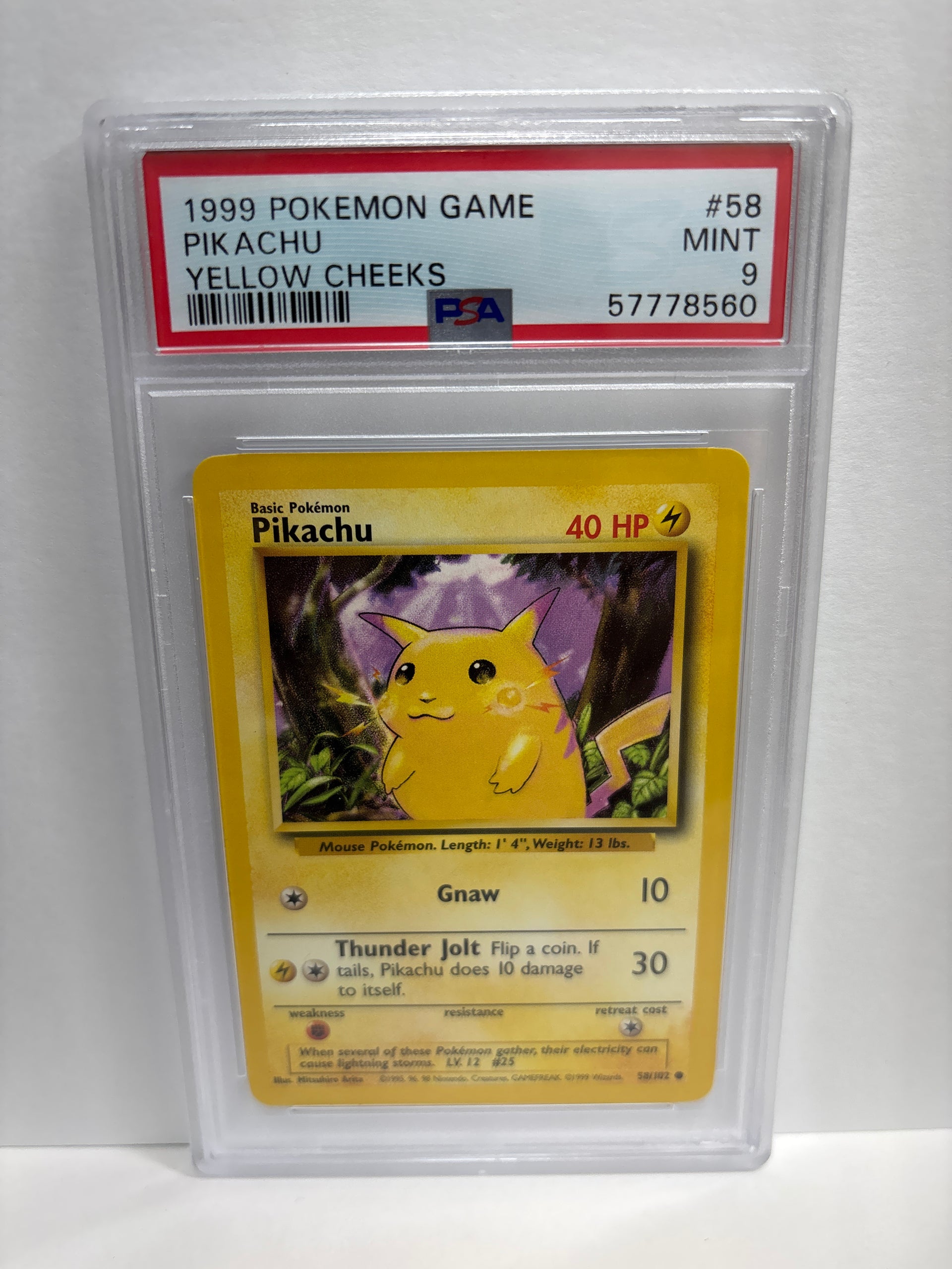 yellow cheek pikachu pokemon card 58/102 (Yellow Cheeks) PSA 9 – Zapp! Comics Pack Options:Rocket Combo (Heavy) Preserved in a tamper Reviewing 2020's Preconstructed Commander Magic: The Gathering Play Booster Box