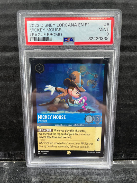 Disney Lorcana Mickey Mouse #8 League Promo PSA 9