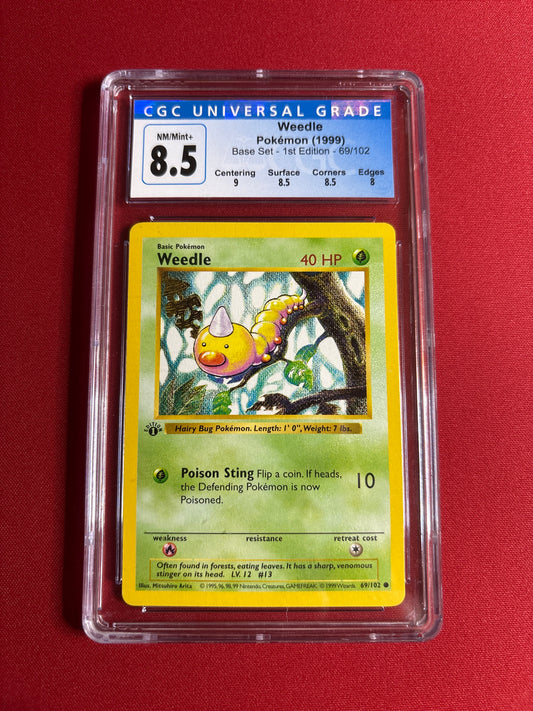Pokemon Weedle 69/102 1st Edition Shadowless (1999) CGC 8.5