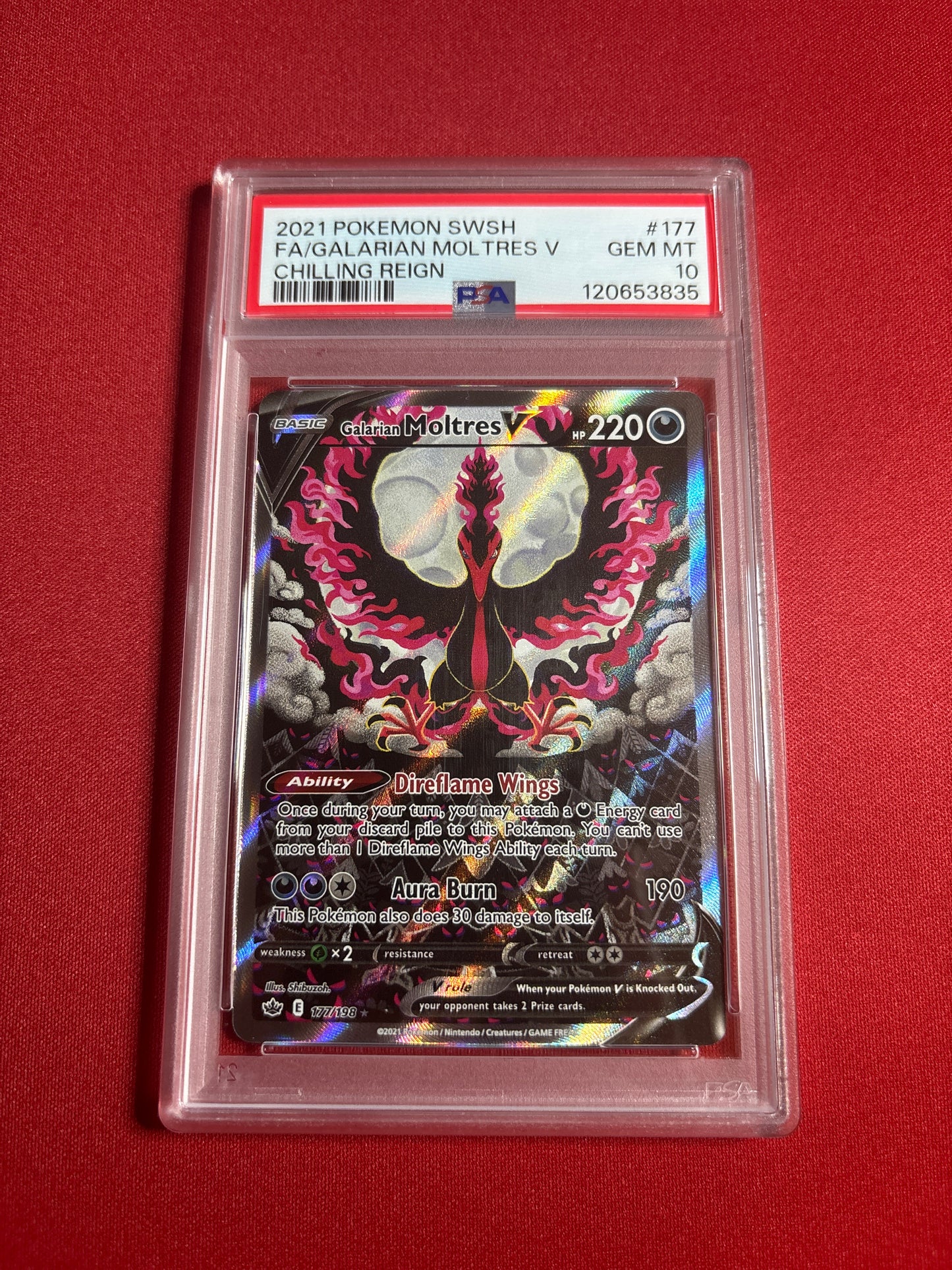 Pokemon Galarian Moltres V 177/198 PSA 10