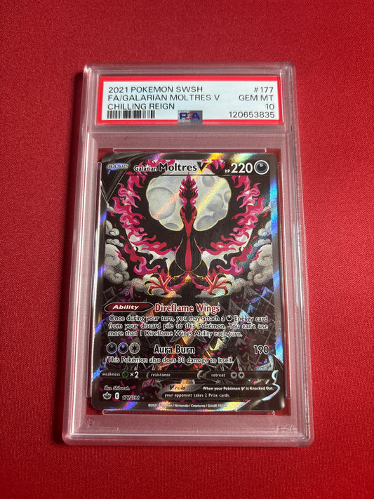 Pokemon Galarian Moltres V 177/198 PSA 10