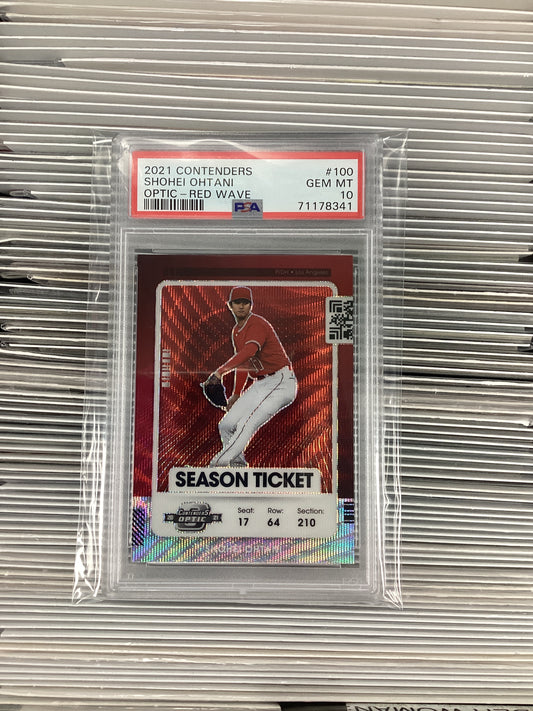 2021 Contenders Shohei Ohtani #100 Optic Red Wave PSA 10