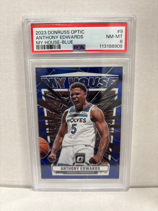 2023 Donruss Optic Anthony Edwards #9 My House - Blue PSA 8