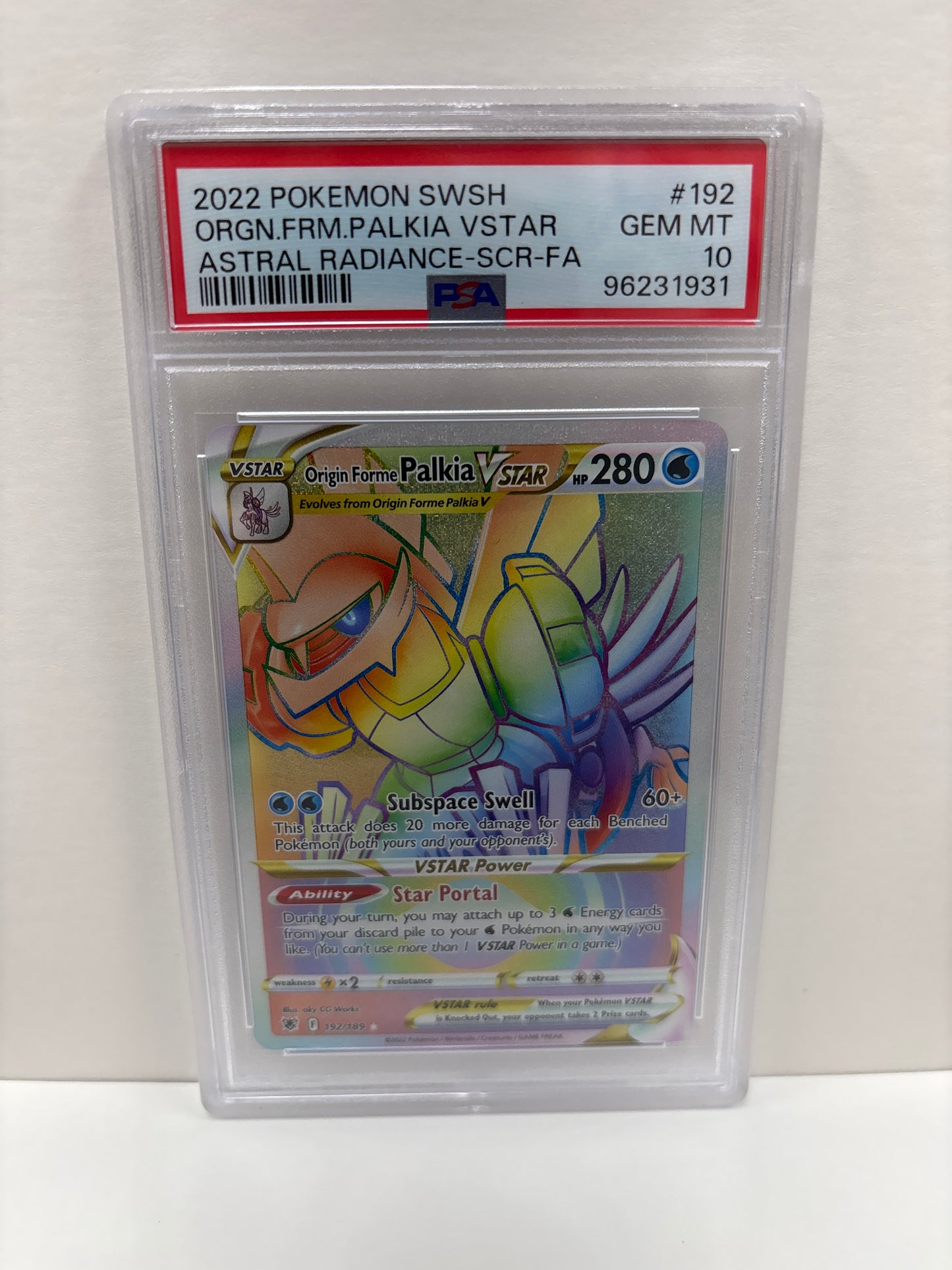 Pokemon Origin Forme Palkia VSTAR 192/189 PSA 10