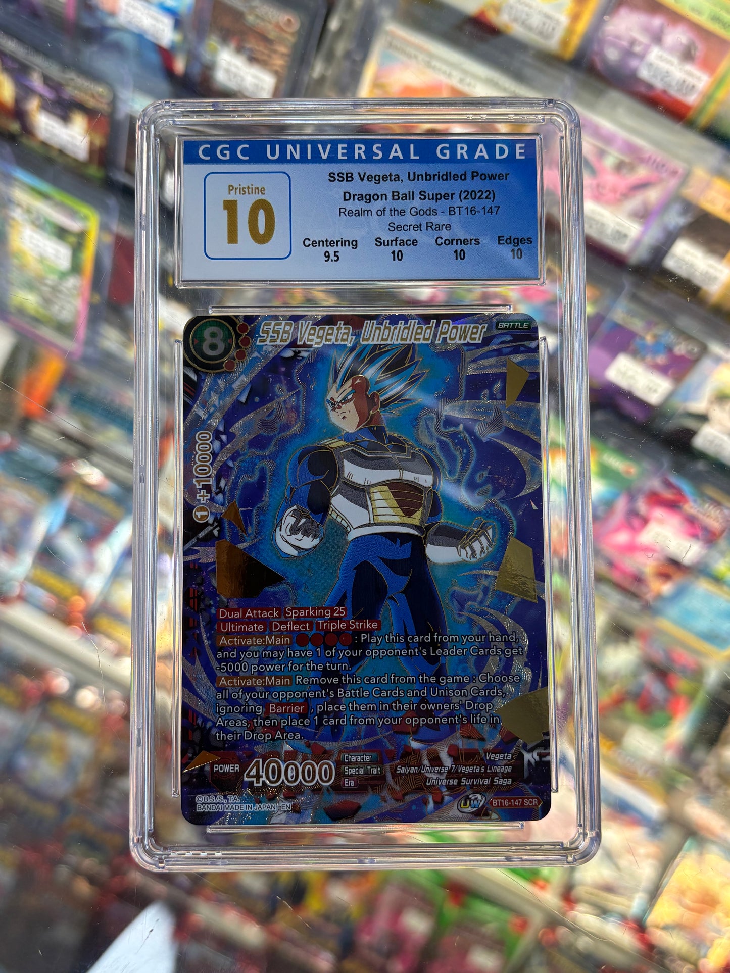 Dragon Ball Super Card Game SSB Vegeta, Unbridled Power BT16-147 CGC Pristine 10 (Old Label)