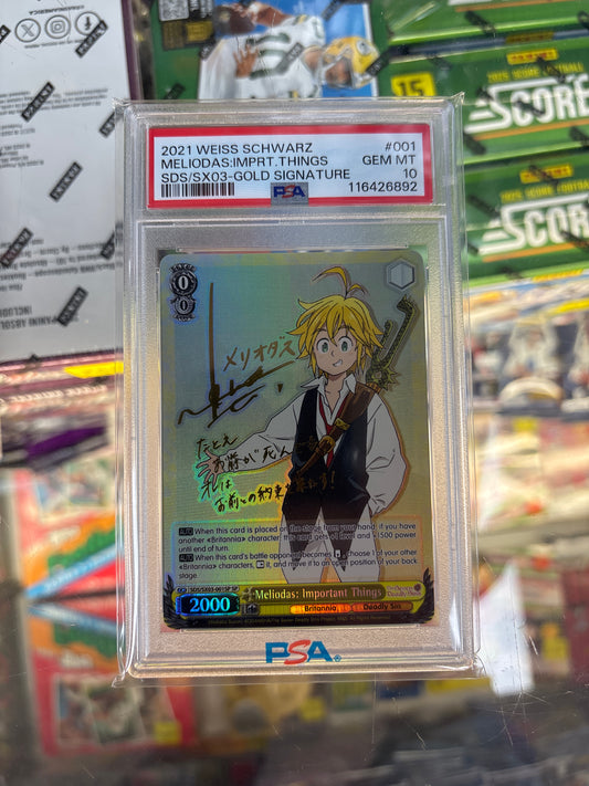 Weiss Schwarz Meliodas: Important Things SDS/SX03-001SP PSA 10