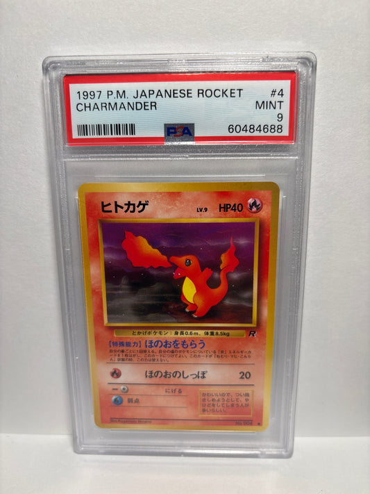 Pokemon Japanese Charmander #004 (1997) PSA 9 (Scratches on Slab)