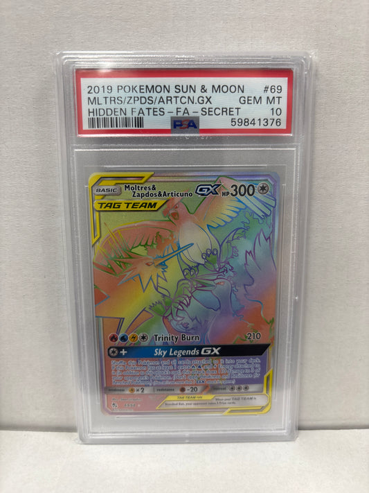 Pokemon Moltres & Zapdos & Articuno GX 69/68 PSA 10