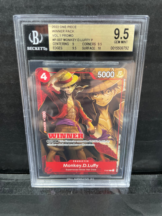 One Piece TCG Luffy P-007 Winner Beckett 9.5