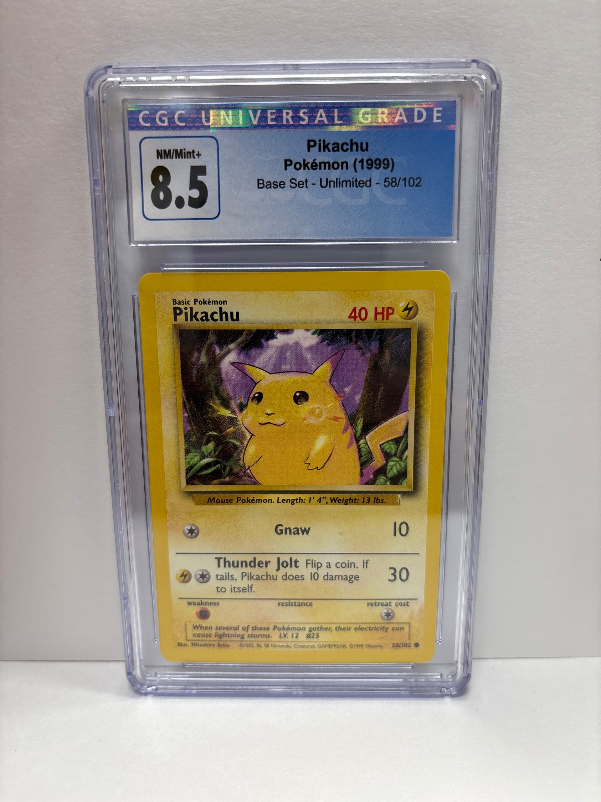pikachu pokemon card 58/102 Pokemon Pikachu 58/102 (1999) CGC 8.5 – Zapp! Comics