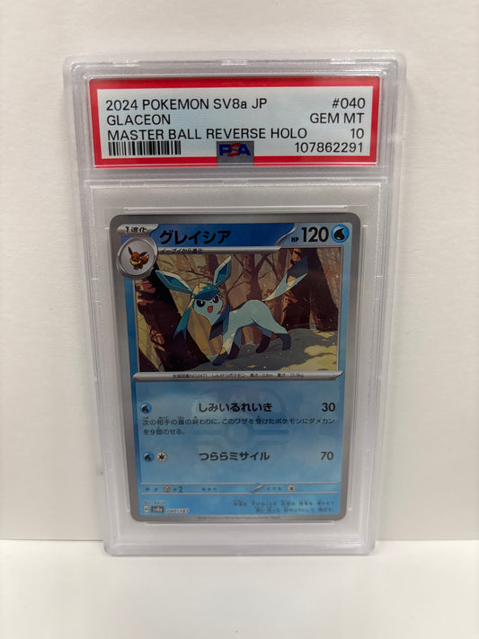 Pokemon Japanese Glaceon 040/187 Master Ball PSA 10