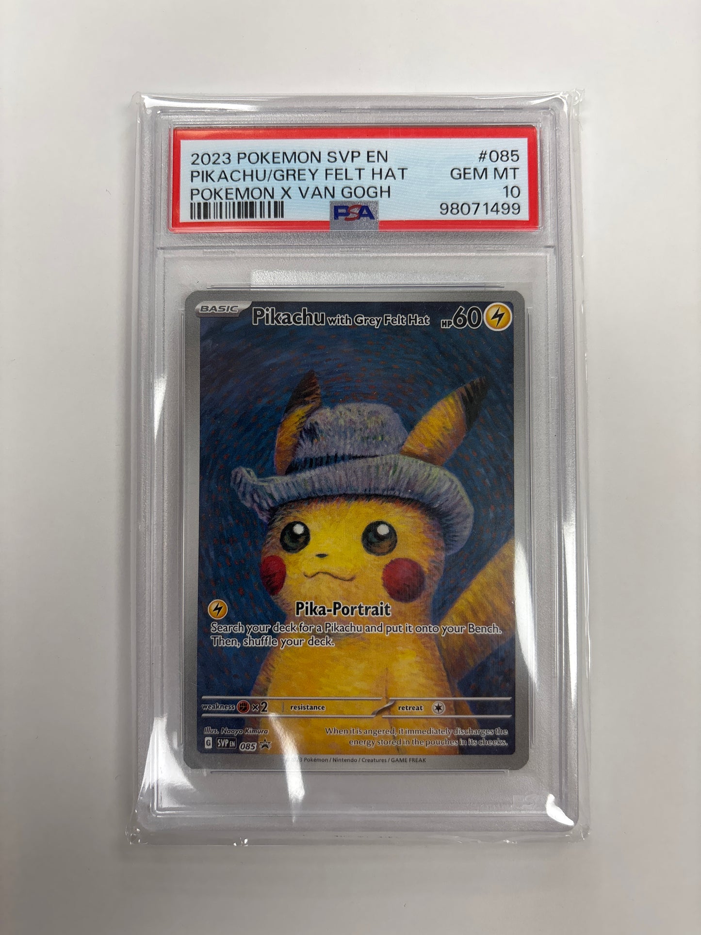 Pokemon Pikachu with Grey Felt Hat 085 PSA 10