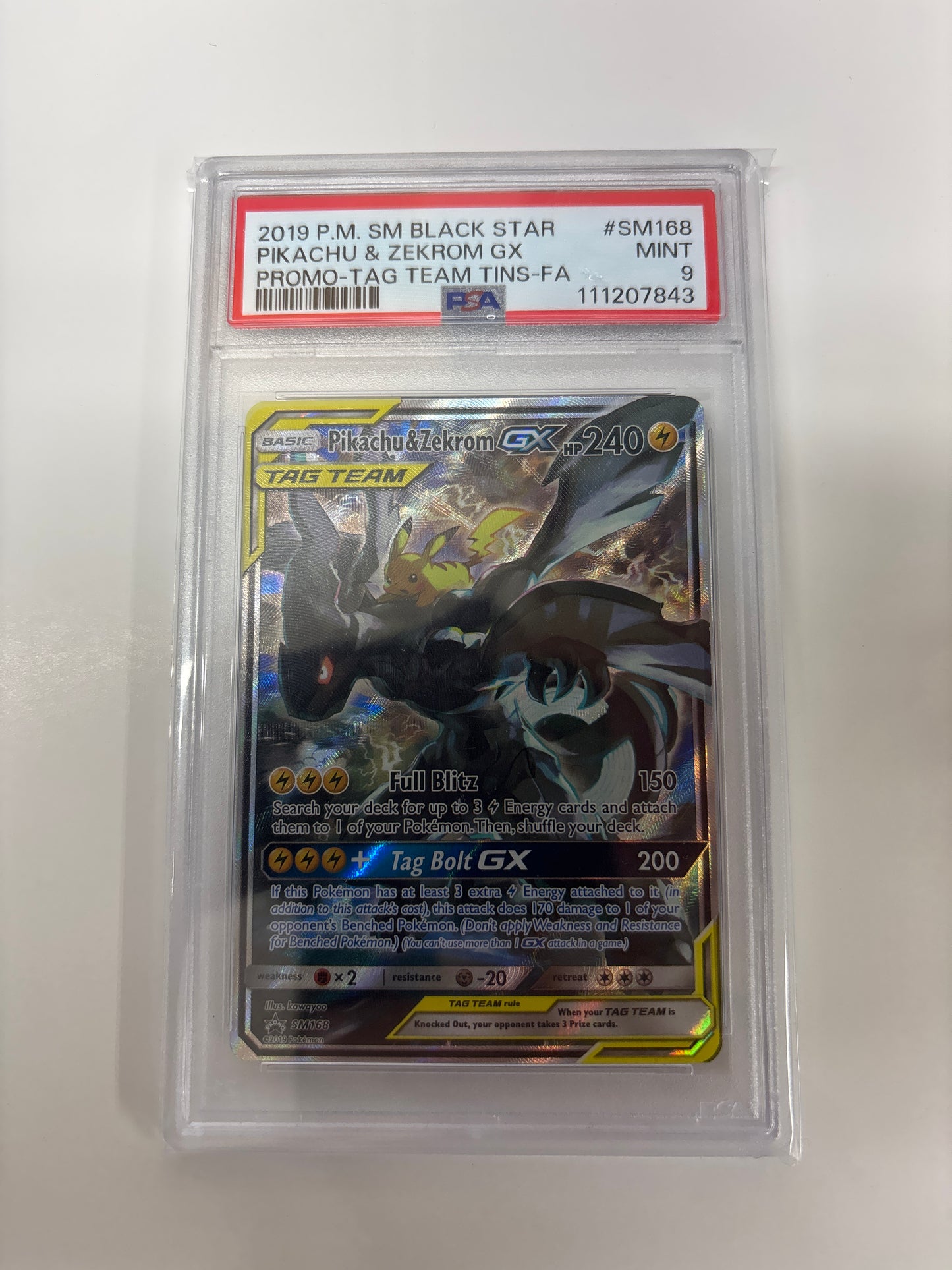 Pokemon Pikachu & Zekrom GX SM168 PSA 9