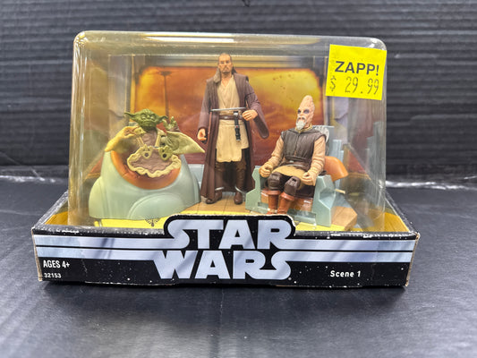 Star Wars Jedi High Council Qui-Gon Jinn, Ki-Adi Mundi & Yoda (Box Damaged)