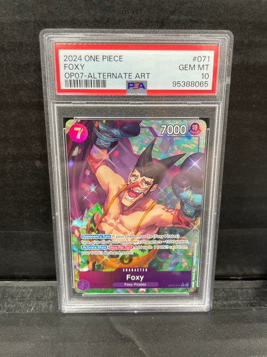 One Piece TCG Foxy AA OP07-071 PSA 10