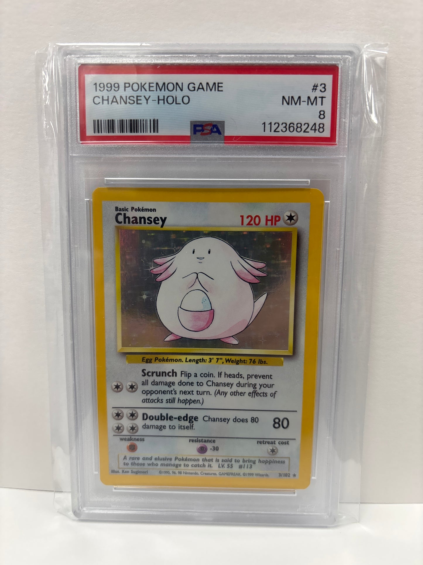 Pokemon Chansey 3/102 (1999) PSA 8