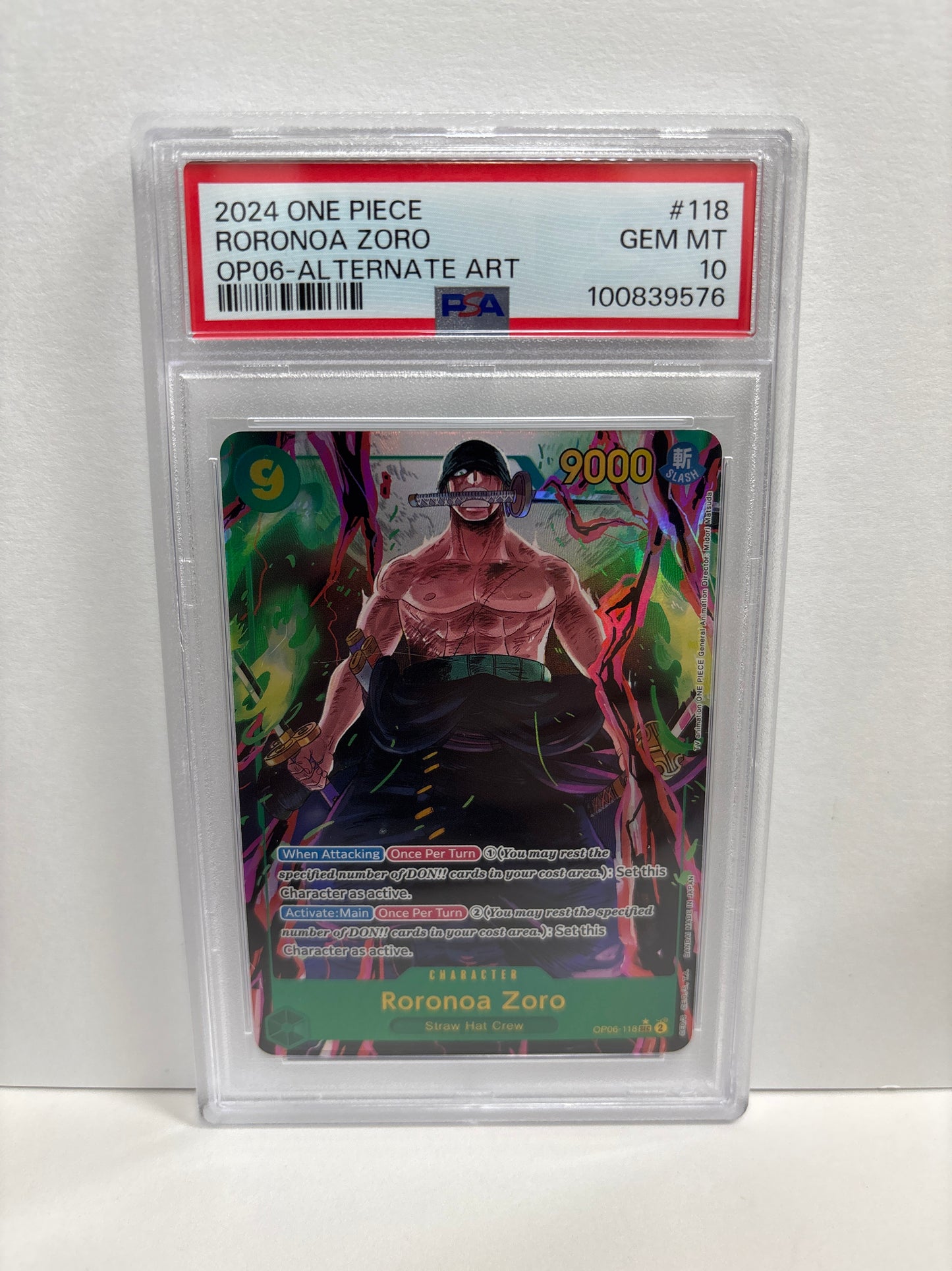 One Piece TCG Roronoa Zoro OP06-118 PSA 10